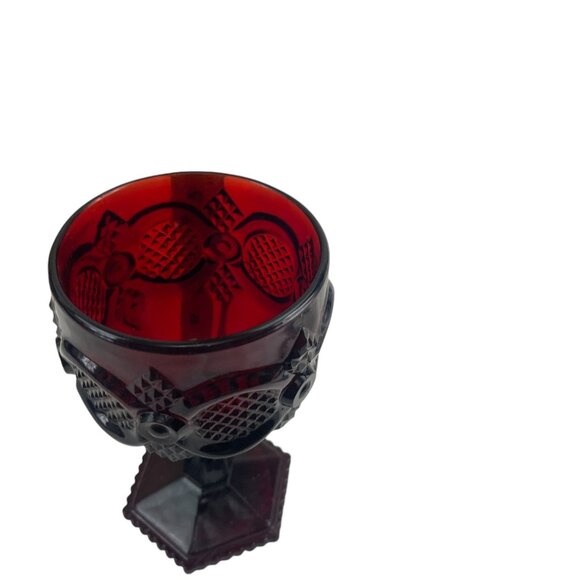 Avon 1876 Cape Cod Collection Ruby Red Glass Water Goblet Perfumed Candle Holder - Picture 2 of 7